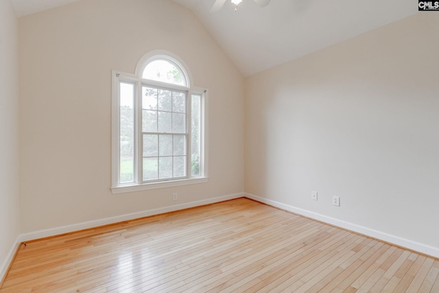 311 Hillridge Way, Columbia, SC 29229 - unfurnished room featuring wood-type flooring, a ceiling fan, lofted ceiling, and baseboards