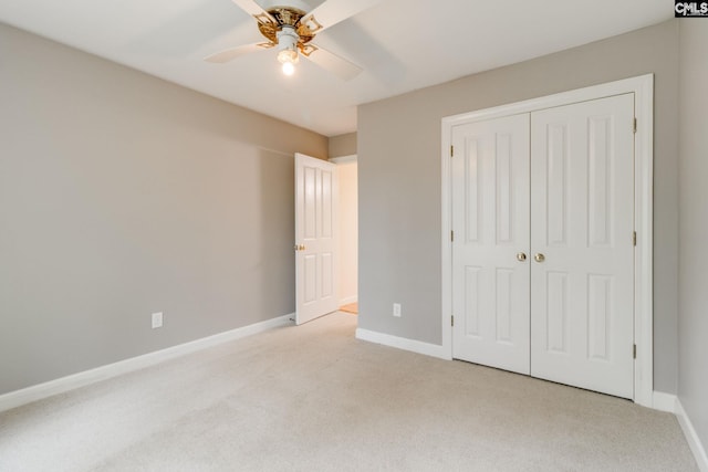 311 Hillridge Way, Columbia, SC 29229 - unfurnished bedroom featuring light carpet, baseboards, a closet, and a ceiling fan