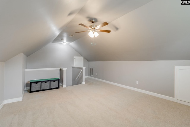 311 Hillridge Way, Columbia, SC 29229 - additional living space featuring carpet floors, lofted ceiling, a ceiling fan, and baseboards