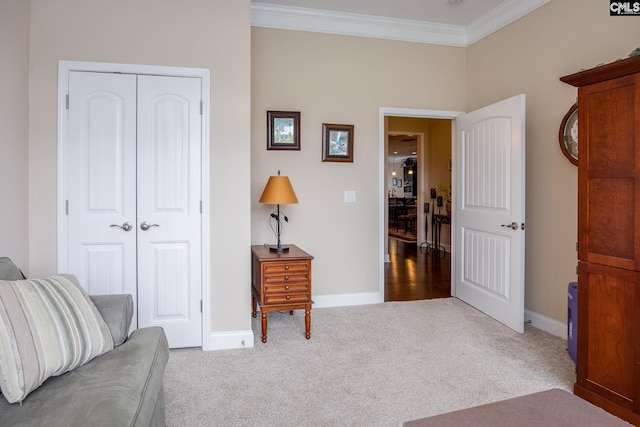 605 Scarlet Baby Dr, Blythewood, SC 29016 - living area featuring carpet flooring, ornamental molding, and baseboards