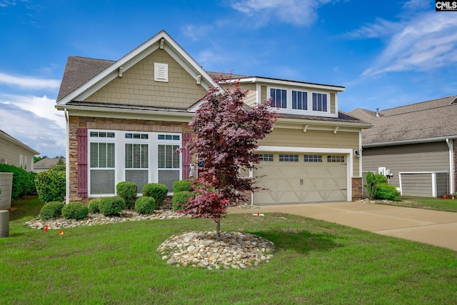 605 Scarlet Baby Dr, Blythewood, SC 29016 - craftsman house with concrete driveway, a front lawn, a garage, and roof with shingles