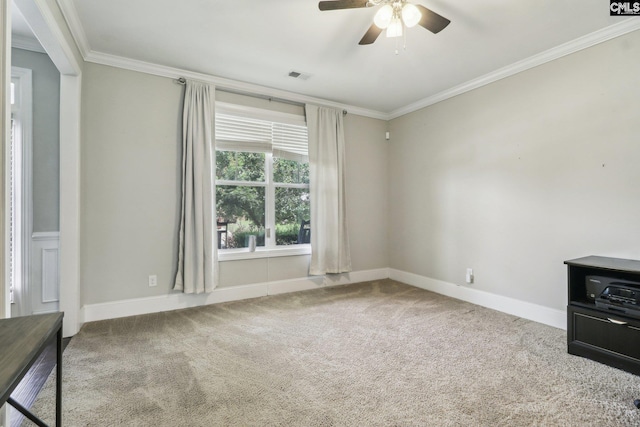 546 Caladium Way, Columbia, SC 29229 - carpeted empty room with ceiling fan, ornamental molding, and baseboards