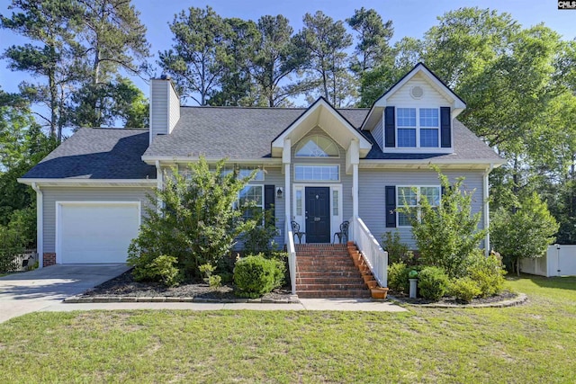 219 Sparkleberry Ln, Columbia, SC 29229 - view of front of house with concrete driveway, a garage, a chimney, and a shingled roof