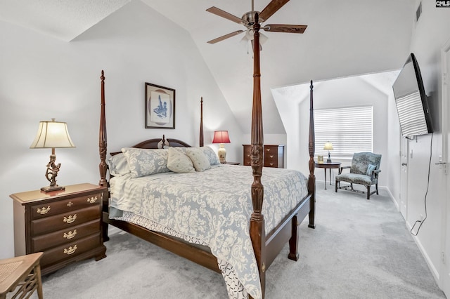 219 Sparkleberry Ln, Columbia, SC 29229 - bedroom featuring vaulted ceiling, light carpet, ceiling fan, and baseboards