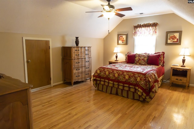 213 River Xing, Lexington, SC 29072 - bedroom with light wood-type flooring, vaulted ceiling, and ceiling fan