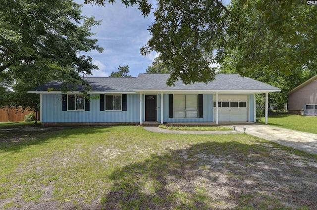 112 S Wrenwood Dr, Lexington, SC 29073 - ranch-style home with an attached garage, driveway, central AC unit, and a shingled roof