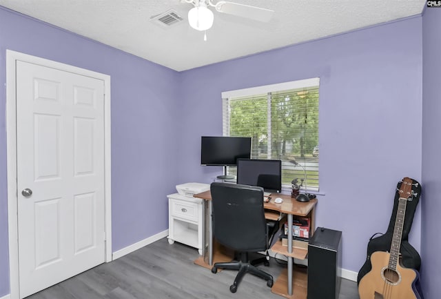 112 S Wrenwood Dr, Lexington, SC 29073 - home office with wood finished floors, a ceiling fan, and baseboards