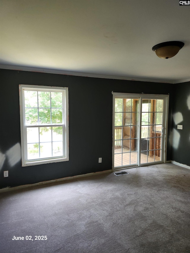 2675 Rolling Hills Rd, Ridgeway, SC 29130 - carpeted spare room featuring ornamental molding and baseboards