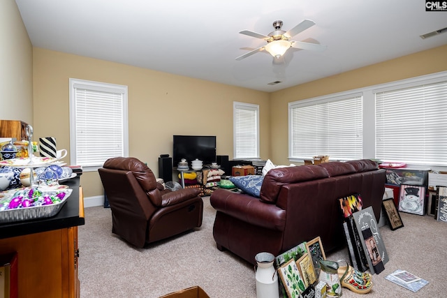 237 Peninsula Way, Columbia, SC 29229 - carpeted living room with healthy amount of natural light, ceiling fan, and baseboards