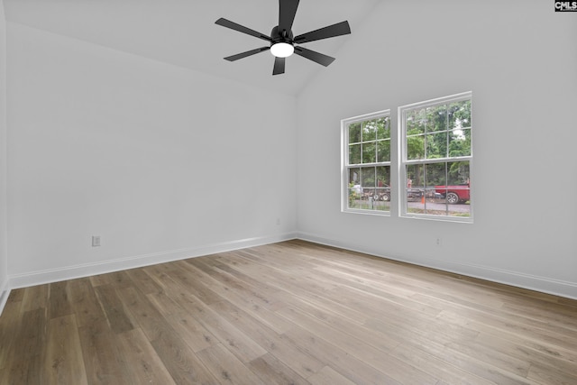 3723 Hoyt St, Columbia, SC 29223 - unfurnished room with a ceiling fan, light wood-type flooring, baseboards, and high vaulted ceiling
