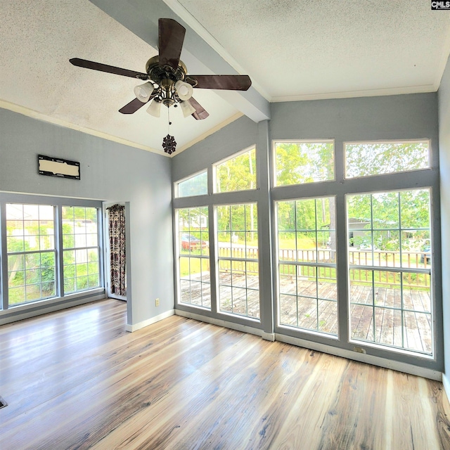 137 Breezy Bay Cir, Gilbert, SC 29054 - spare room with plenty of natural light, a textured ceiling, ceiling fan, wood finished floors, and baseboards