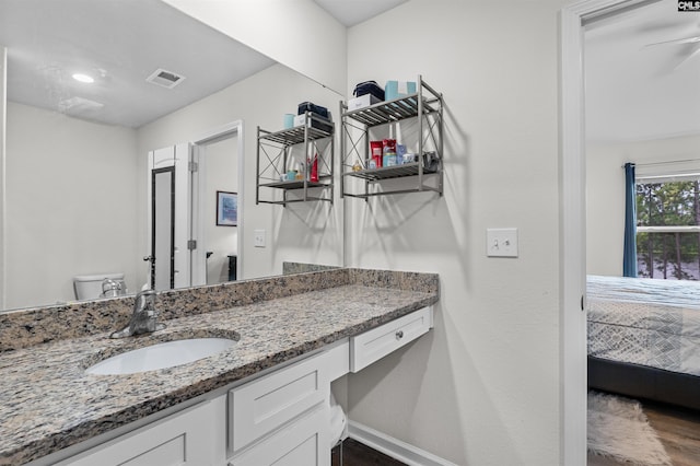 254 Sundew Rd, Elgin, SC 29045 - bathroom featuring baseboards, connected bathroom, vanity, toilet, and wood finished floors