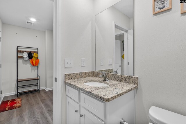 254 Sundew Rd, Elgin, SC 29045 - bathroom featuring vanity, wood finished floors, and toilet
