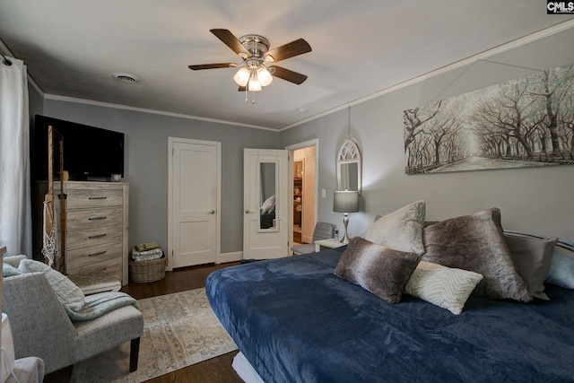 4524 Mosshill Rd, Columbia, SC 29206 - bedroom featuring wood finished floors, crown molding, and ceiling fan