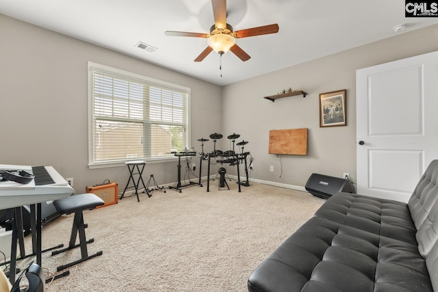 300 Brookland Way W, Columbia, SC 29169 - rec room featuring carpet flooring, a ceiling fan, and baseboards