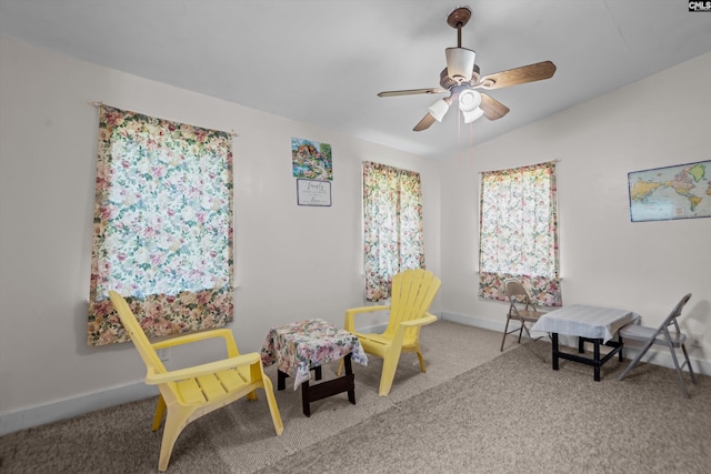4 Pitsford Ct, Irmo, SC 29063 - living area with ceiling fan, carpet flooring, and baseboards
