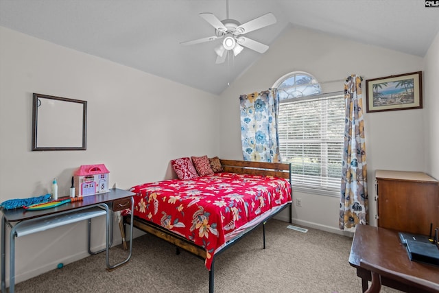 4 Pitsford Ct, Irmo, SC 29063 - bedroom with vaulted ceiling, carpet flooring, baseboards, and ceiling fan