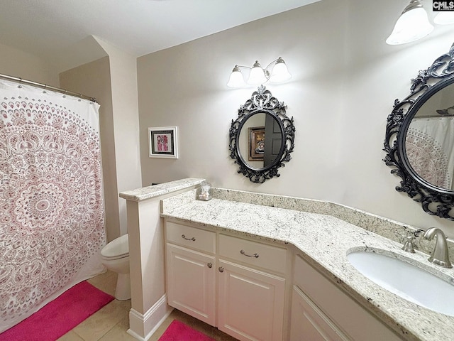 166 Sawney Creek Cir, Ridgeway, SC 29130 - full bath featuring vanity, toilet, tile patterned flooring, and curtained shower