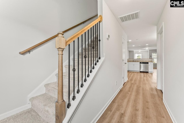 337 Gum Swamp Trl, West Columbia, SC 29169 - staircase featuring wood finished floors, recessed lighting, and baseboards
