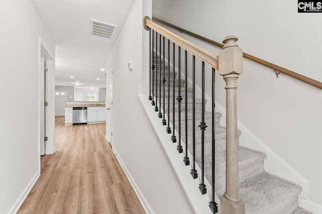339 Gum Swamp Trl, West Columbia, SC 29169 - stairway featuring wood finished floors, recessed lighting, and baseboards