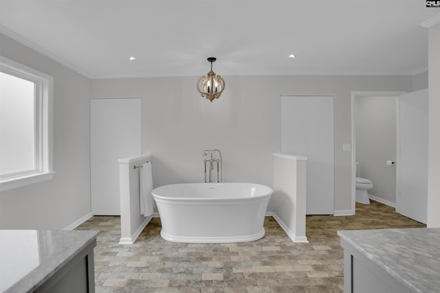 1620 Deep Cove Ln, Gilbert, SC 29054 - bathroom featuring a soaking tub, toilet, vanity, baseboards, and recessed lighting