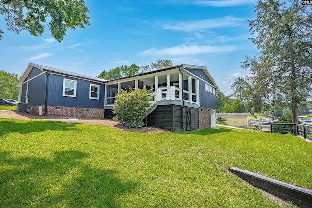 1620 Deep Cove Ln, Gilbert, SC 29054 - rear view of property with a sunroom, crawl space, and central air condition unit