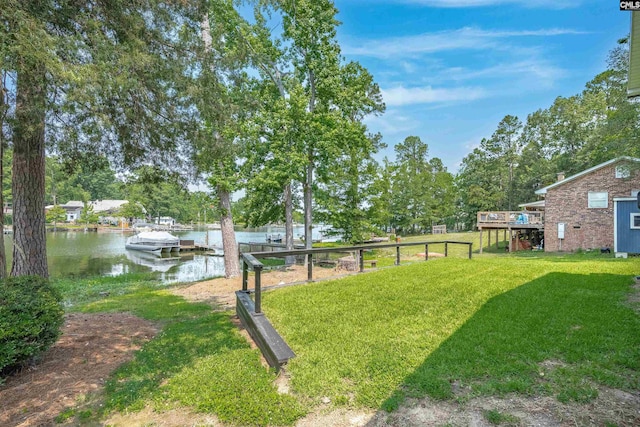1620 Deep Cove Ln, Gilbert, SC 29054 - view of grassy yard featuring a dock and a deck with water view