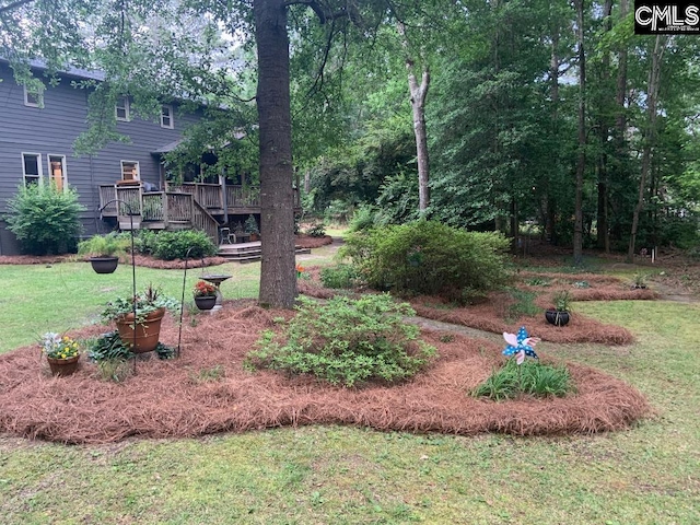 325 Pond View Ln, Lexington, SC 29072 - view of green lawn with a deck and stairs