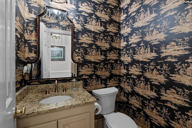 22 Mallet Hill Ct, Columbia, SC 29223 - bathroom with toilet, wallpapered walls, and vanity