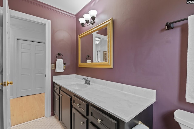 22 Mallet Hill Ct, Columbia, SC 29223 - bathroom with vanity, crown molding, and toilet