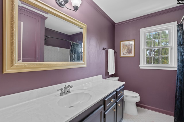 22 Mallet Hill Ct, Columbia, SC 29223 - full bathroom featuring vanity, toilet, tile patterned flooring, crown molding, and baseboards
