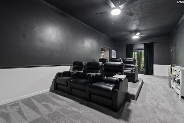 22 Mallet Hill Ct, Columbia, SC 29223 - cinema room with ceiling fan, carpet floors, a textured ceiling, ornamental molding, and baseboards
