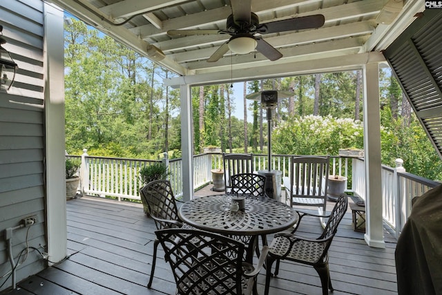 22 Mallet Hill Ct, Columbia, SC 29223 - deck with ceiling fan and view of scattered trees