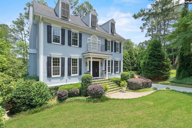 22 Mallet Hill Ct, Columbia, SC 29223 - georgian-style home with a front lawn and a balcony