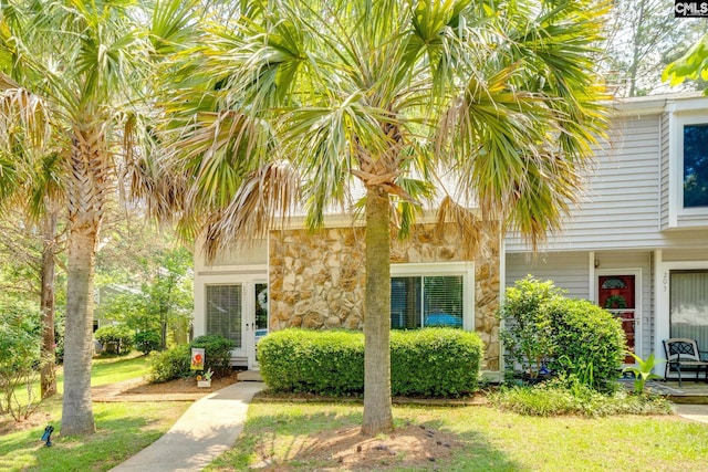 201 Mariners Row, Columbia, SC 29212 - view of front of property featuring stone siding and a front lawn