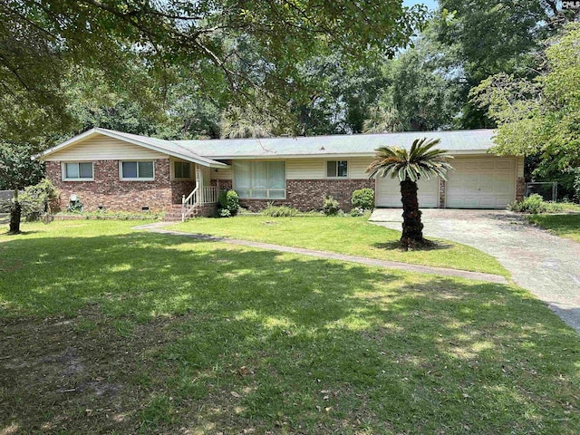 1147 Gunter Cir, West Columbia, SC 29169 - ranch-style home featuring brick siding, driveway, a garage, a front yard, and crawl space