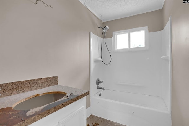 4712 Leaf Crest Ct, Columbia, SC 29210 - bathroom with shower / bath combination, vanity, a textured ceiling, and tile patterned flooring