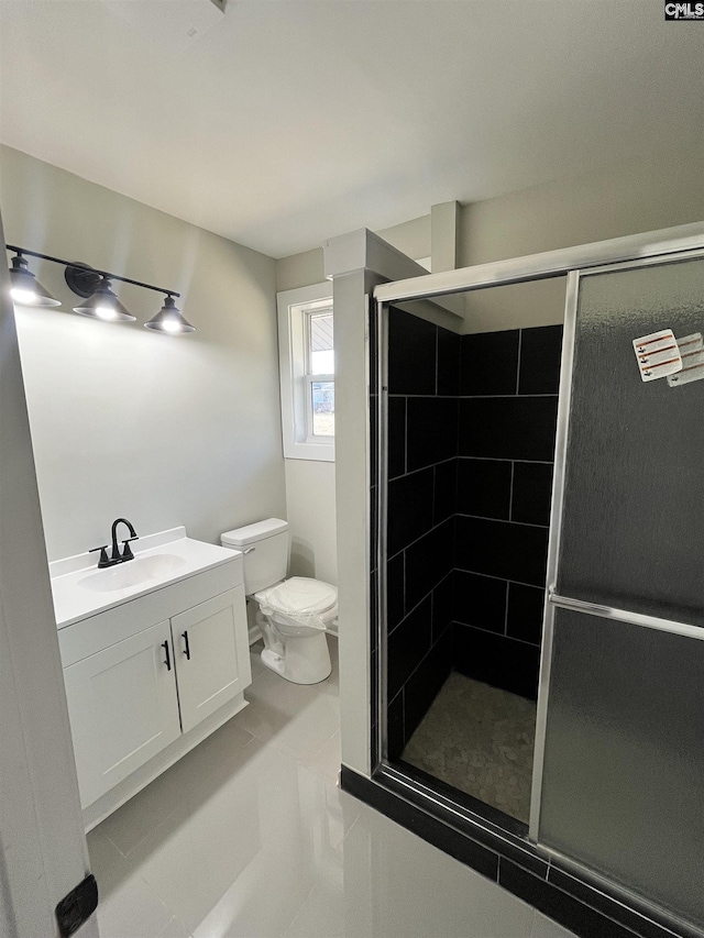 1626 Van Lingle Ave, Columbia, SC 29210 - bathroom with a stall shower, toilet, vanity, and tile patterned floors
