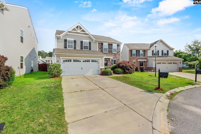 17 Cypress Cove Rd, Columbia, SC 29229 - view of front of home with a garage, driveway, a front yard, and stone siding