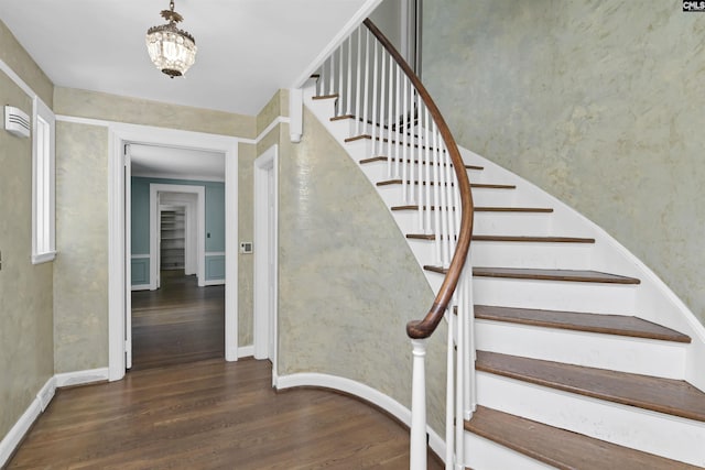723 Hampton Hill Rd, Columbia, SC 29209 - stairway with wood finished floors and baseboards