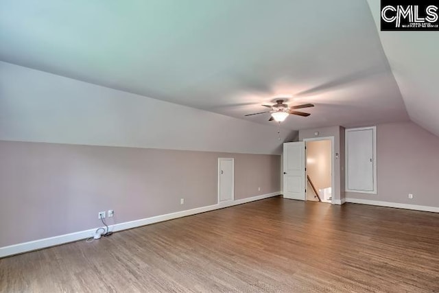 120 Mclaw Ln, Gilbert, SC 29054 - additional living space with vaulted ceiling, ceiling fan, baseboards, and wood finished floors