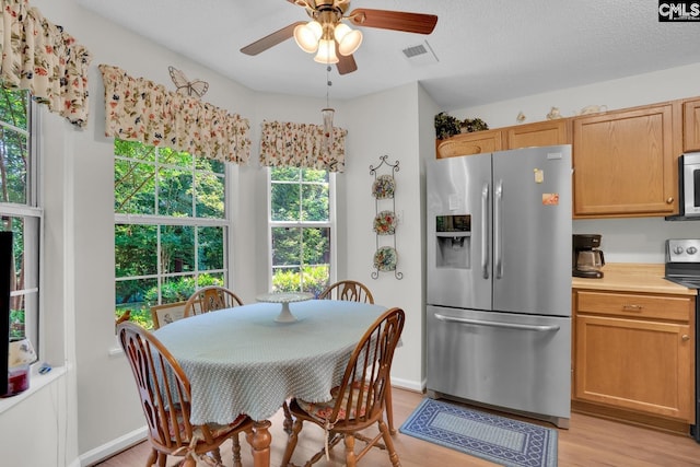 24 Stoney Pointe Dr, Chapin, SC 29036 - kitchen with stainless steel appliances, light wood finished floors, a ceiling fan, and light countertops
