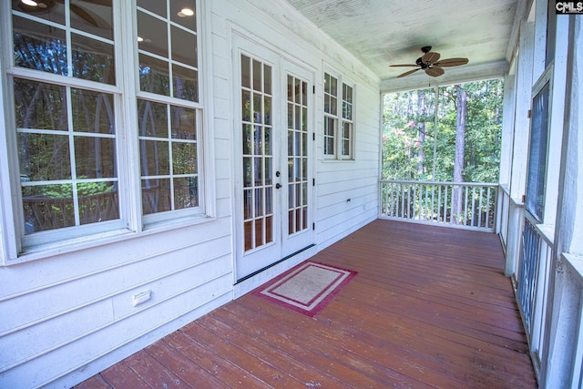 2492 Harbor View Rd, Camden, SC 29020 - wooden deck featuring french doors and a ceiling fan