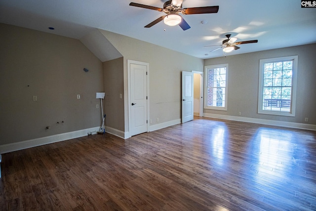 2492 Harbor View Rd, Camden, SC 29020 - unfurnished living room featuring wood finished floors, ceiling fan, and baseboards