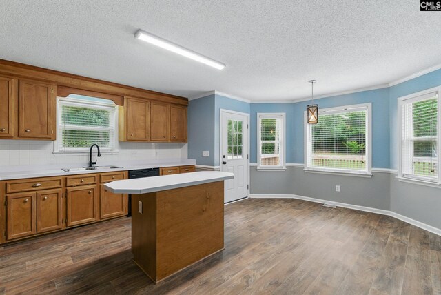 1149 Pond Branch Rd, Gilbert, SC 29054 - kitchen with brown cabinetry, a sink, a textured ceiling, dishwasher, and light countertops