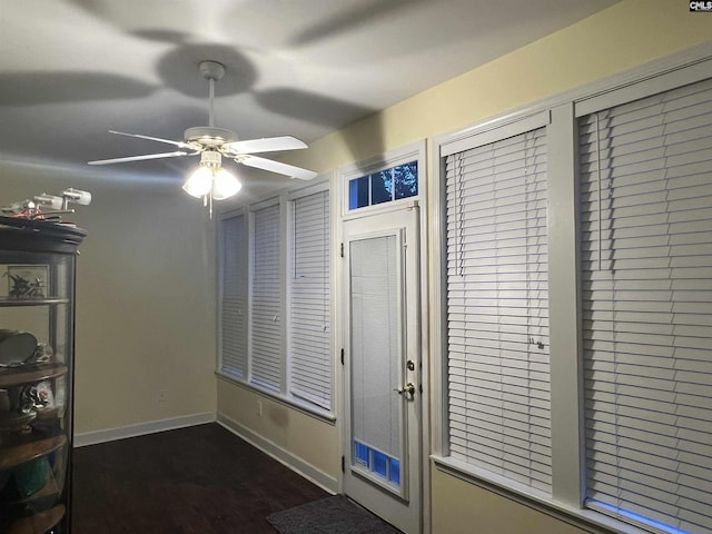 28 Calabash Ln, Elgin, SC 29045 - foyer entrance with ceiling fan and dark wood-type flooring