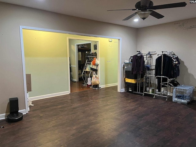 28 Calabash Ln, Elgin, SC 29045 - misc room featuring a ceiling fan, wood finished floors, and recessed lighting