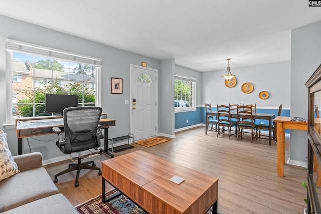 1908 Grays Inn Rd, Columbia, SC 29210 - living area with light wood finished floors, an office area, and baseboards