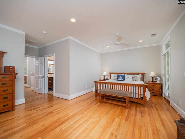 321 Lake Carolina Blvd, Columbia, SC 29229 - bedroom with light wood-style flooring, recessed lighting, ornamental molding, and baseboards