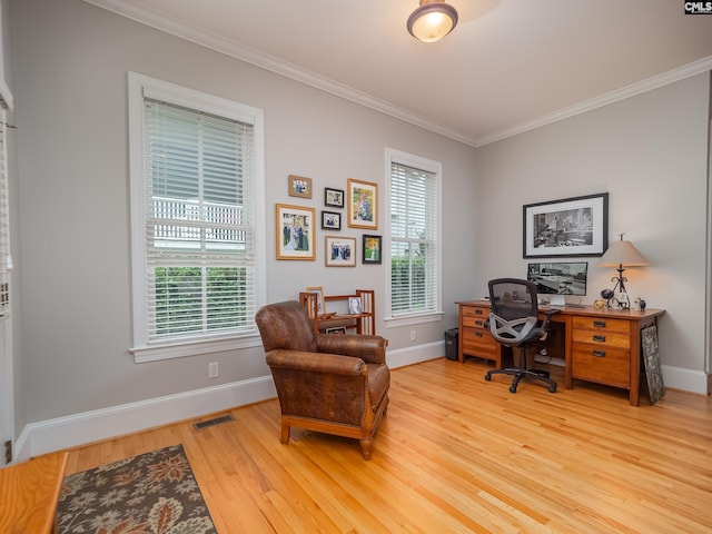 321 Lake Carolina Blvd, Columbia, SC 29229 - office area with wood finished floors, baseboards, and ornamental molding